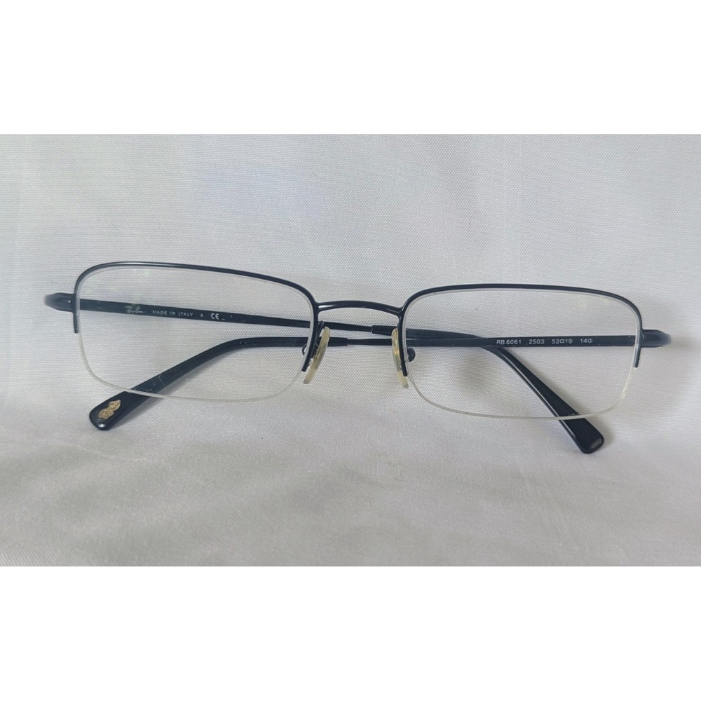 Ray‎ Ban Eyeglasses Frames Only Blk Metal Rectangle RB 6061 2503 52-19 140